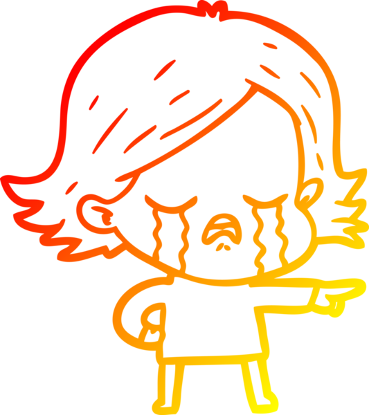 Bir insan tarafından çizilen ve ağlayan bir çizgi film kızı çizimi