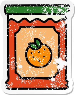 İnsan eliyle çizilmiş garip bir marmelat kavanozunun sıkıntılı çıkartması.