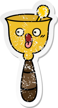 Bir insan tarafından çizilmiş şirin bir okul çanının sıkıntılı çıkartması.