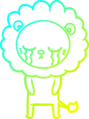 Bir insan tarafından çizilmiş ağlayan bir aslanın soğuk gradyan çizgisi.