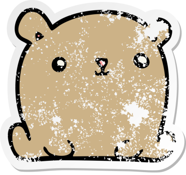 Bir insan tarafından çizilmiş şirin bir ayının sıkıntılı çıkartması.