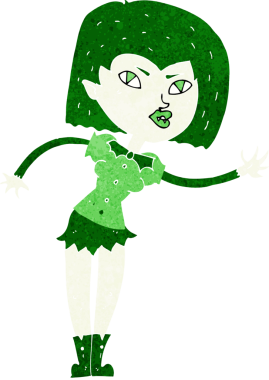 Bir insan tarafından çizilmiş vampir kız çizgi filmi.