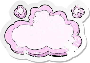 Bir insan tarafından çizilmiş karikatür dekoratif bulutunun gerilemiş yapıştırması.