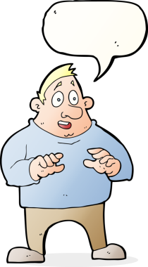 Çizgi film, bir insan tarafından çizilen konuşma balonuyla şişman bir adamı heyecanlandırdı.