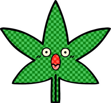Bir insan tarafından çizilmiş marihuana yaprağının karikatürü.