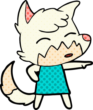 Bir insan tarafından çizilmiş, elbise giymiş bir tilki.