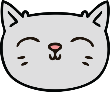 Bir insan tarafından çizilmiş garip çizgi film kedi yüzü.