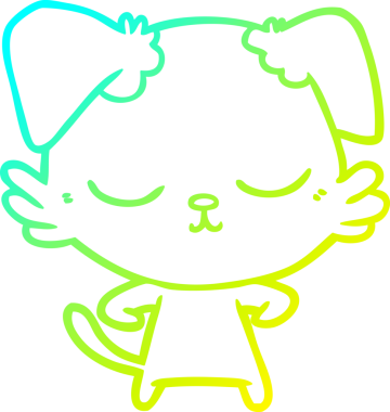 Bir insan tarafından çizilmiş şirin bir çizgi köpeğin soğuk gradyan çizgisi.