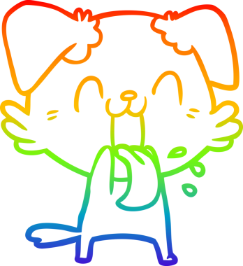 Gökkuşağı gradyan çizgi çizimi Bir insan tarafından çizilmiş nefes nefese bir köpek