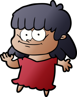 Bir insan tarafından çizilmiş gülümseyen bir kadın.