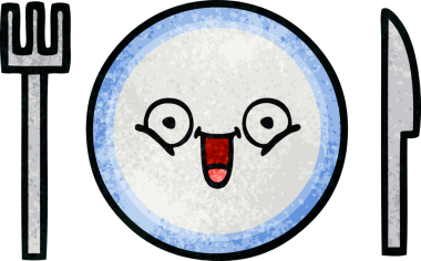 Bir insan tarafından çizilmiş yemek tabağının retro grunge deseni.