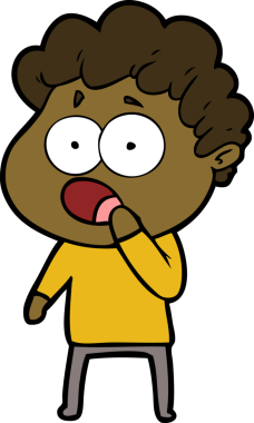 Bir insan tarafından çizilmiş bir karikatür adamı şaşkınlıkla nefes nefese kaldı.