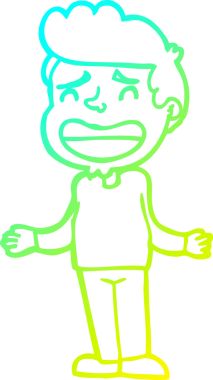 Bir insanın omuz silkerek omuz silktiği çizgi film karakterinin soğuk çizgi çizimi.