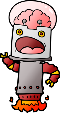 Bir insan tarafından çizilmiş çizgi film robotu