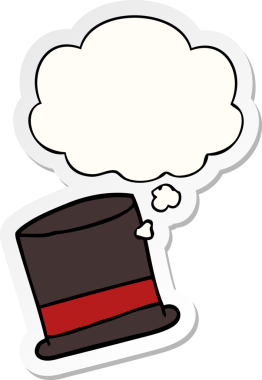Düşünce baloncuklu çizgi film şapkası insan tarafından çizilmiş bir çıkartma.