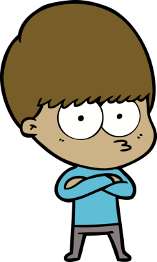 Bir insan tarafından çizilmiş sinirli çizgi film çocuğu.