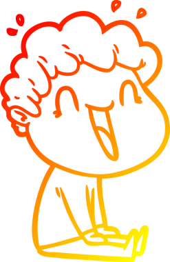 Bir insan tarafından çizilmiş gülen mutlu bir adamın çizgi film çizimi.