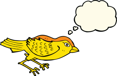 Bir insan tarafından çizilmiş düşünce baloncuklu bahçe kuşu.