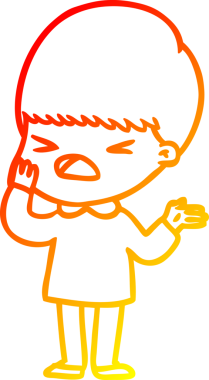 İnsan tarafından çizilmiş bir çizgi filmin sıcak gradyan çizimi.