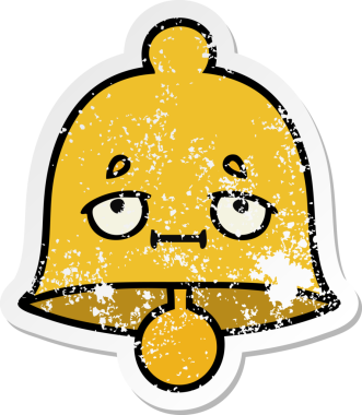 Bir insan tarafından çizilmiş sevimli bir çanın sıkıntılı çıkartması.