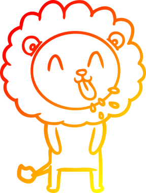 Bir insan tarafından çizilmiş mutlu çizgi film aslanının sıcak çizgi çizimi