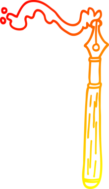 Bir insan tarafından çizilen mürekkep kaleminin sıcak gradyan çizimi