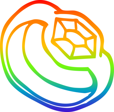 gökkuşağı gradyan çizgi çizimi bir insan tarafından çizilmiş elmas yüzük