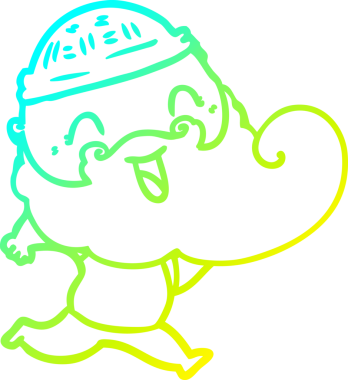 Bir insan tarafından çizilmiş mutlu sakallı bir adamın soğuk hava çizgisi.