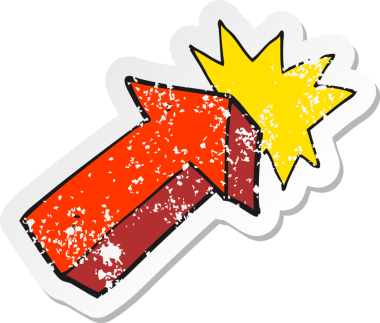 Bir insan tarafından çizilmiş ok sembolünün gerilimli yapıştırması.