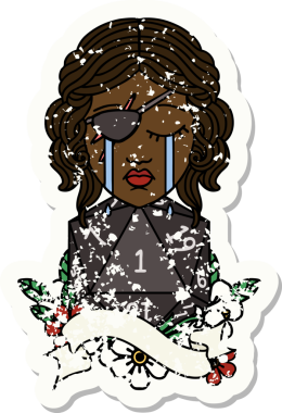 Retro Dövme Tarzı Ağlayan İnsan Haydut Doğal bir d20 ruloyla Bir insan tarafından çizilmiş