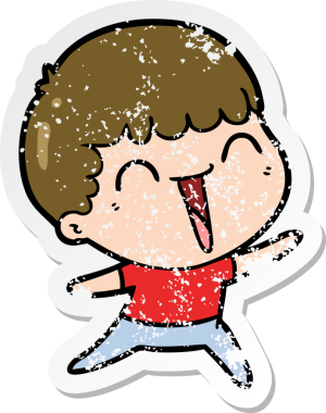 Bir insan tarafından çizilmiş üzgün, mutlu bir adamın çizdiği çizgi film çıkartması.