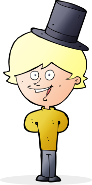 Bir insan tarafından çizilmiş silindir şapkalı bir adam.