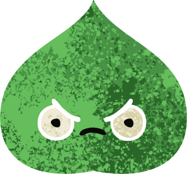 Bir insan tarafından çizilmiş dışavurumsal yaprağın retro çizim tarzı karikatürü