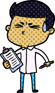 Bir insan tarafından çizilmiş terleyen çizgi film adamı.