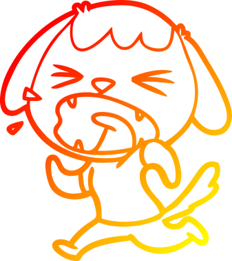 Bir insan tarafından çizilmiş şirin bir köpeğin sıcak çizgi çizimi.