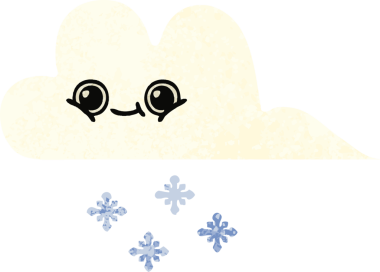 Bir insan tarafından çizilmiş bir kar bulutunun retro çizim tarzı karikatürü