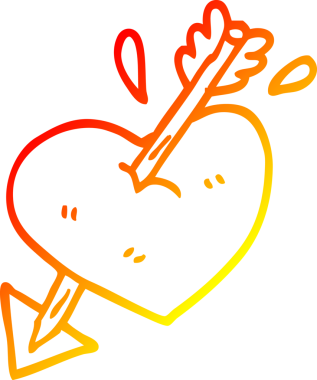 Bir insan tarafından çizilmiş okla bir kalp karikatürü çizilmişti.