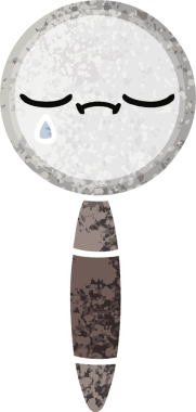 Bir insan tarafından çizilmiş bir büyüteçin retro çizim tarzı karikatürü