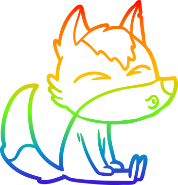 Gökkuşağı gradyan çizgi çizimi bir insan tarafından çizilmiş bir kurt çizgi filmi.