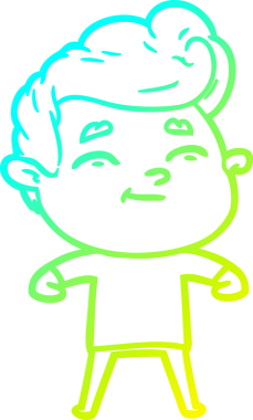 Bir insan tarafından çizilmiş mutlu bir çizgi film karakteri çizimi.