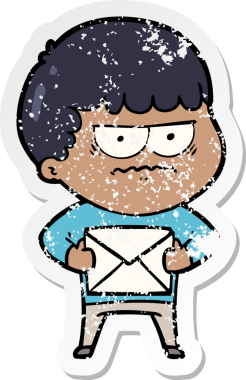 Bir insan tarafından çizilmiş sıkıntılı bir karikatür çıkartması.