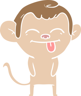 Bir insan tarafından çizilmiş komik düz renkli çizgi film maymunu