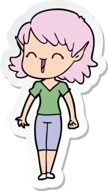 Bir insan tarafından çizilmiş bir elf kızının çıkartması.