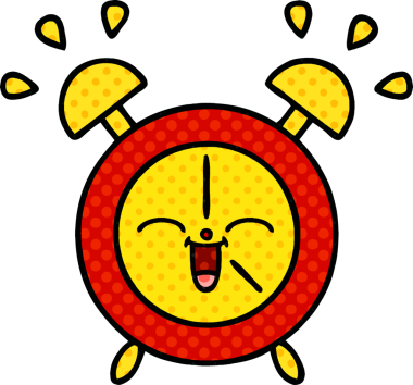 bir insan tarafından çizilmiş bir çalar saatin çizgi roman tarzı