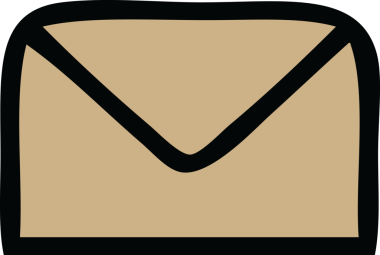 Bir insan tarafından çizilmiş kağıt bir zarfın sevimli karikatürü