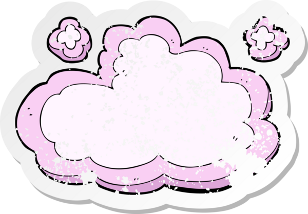 Bir insan tarafından çizilmiş karikatür dekoratif bulutunun gerilemiş yapıştırması.