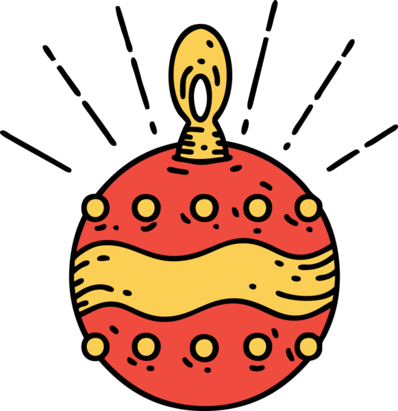 Bir insan tarafından çizilmiş geleneksel dövme stili bir Noel süsü.