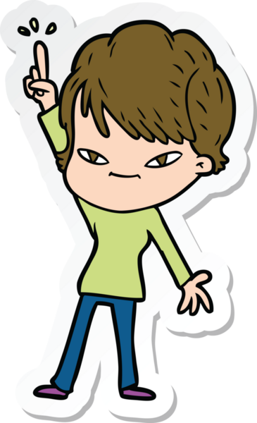 Bir insan tarafından çizilmiş mutlu bir kadının çıkartması.