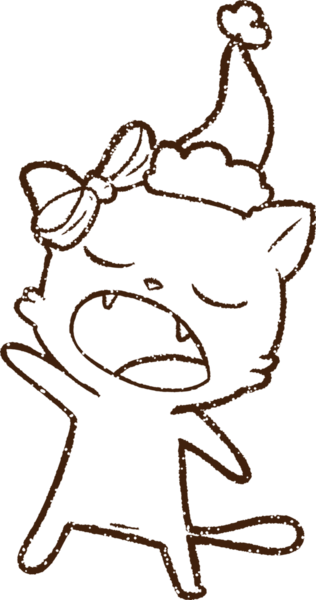 Bir insan tarafından çizilen Şarkı Söyleyen Kedi Kömürü