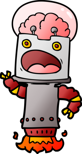 Bir insan tarafından çizilmiş çizgi film robotu